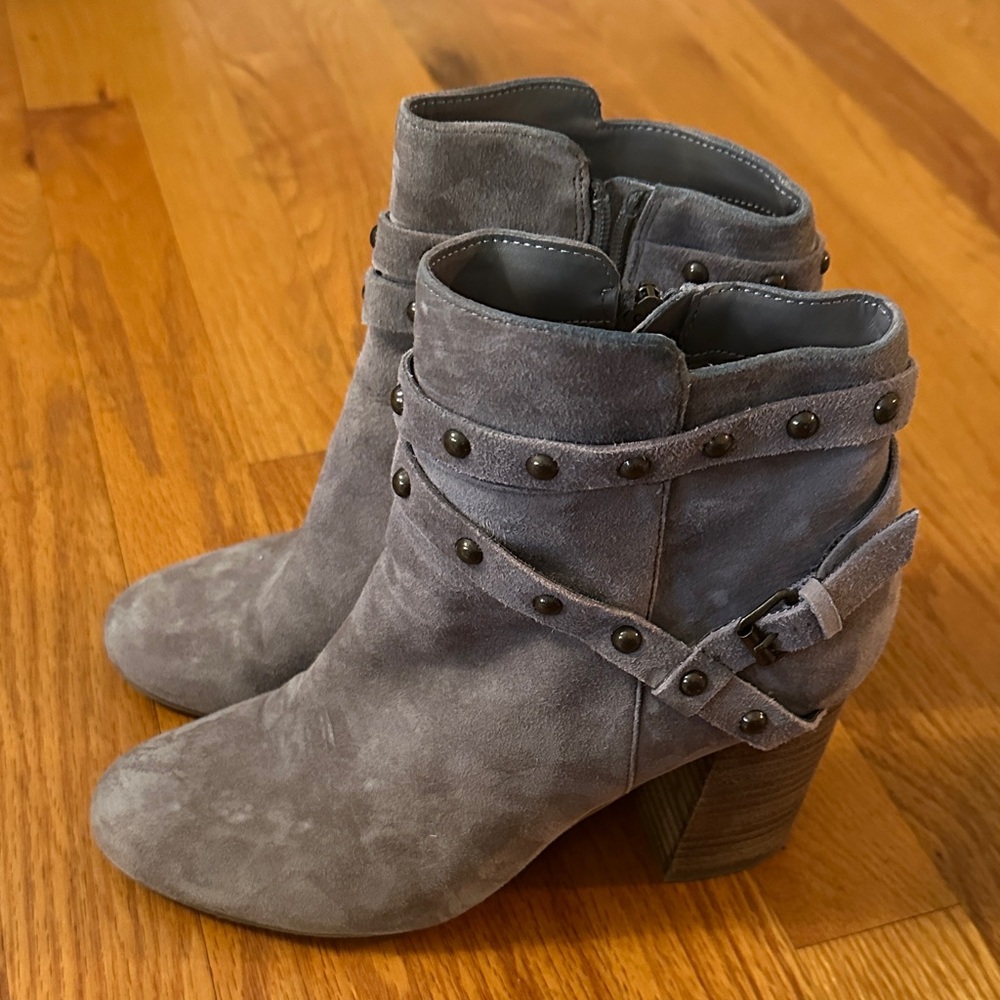 BP (Nordstrom) Gray Suede Studded Strap Ankle Booties | Size 7.5